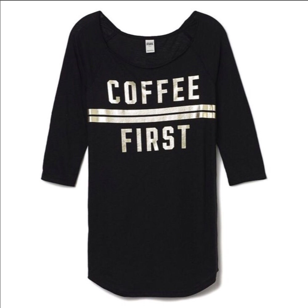 PINK Victorias Secret COFFEE FIRST Sleepshirt Sz S